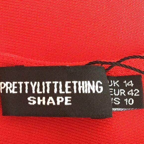 Pretty Little Thing Red BodyCon Shape Bandage Stretch Sexy Mini Dress NEW - Picture 13 of 16